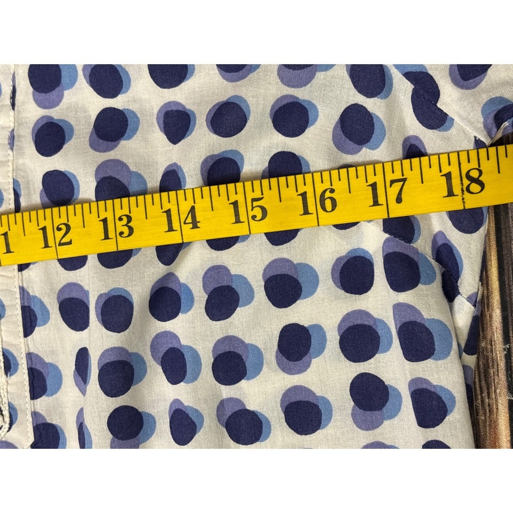 Boden Tunic Top Womens US 6R Blue Purple Polka Dot Cotton Crochet Trim Boho - Picture 7 of 14